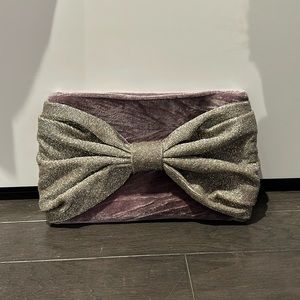 Rachel Parcell grey and purple velvet clutch